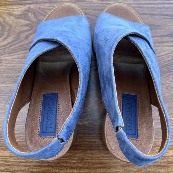 TOPSHOP Sandals Faux Suede Purple Block Heel New Condition Size 37 - Picture 4 of 11